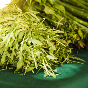 close up arugula leaves vegetable market