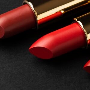 close up red lipsticks arrangement
